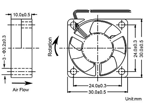 Image of 3010 DC Cooling Fan / 12V Brushless fan with DuPont XH2.54-2Pin 15 cm length wire /Fan size 30mm*30mm*10mm / DC Cooler Fan Qty 1 fan
