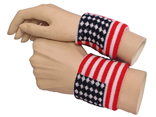 COUVER American Flag Stripes and Stars Wristbands - 1 Pair