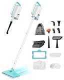 Steam Mops for Floor Cleaning,10-in-1 Steam Cleaner for Home with 2 Levels Steam Mode, 350ML Tank, 23FT Cord, Detachable Handheld Steam Cleaner for Tile, Grout, Furniture, Carpet, Grill, Wall(Aqua)