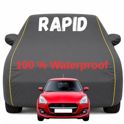 Image of Durable Full Body Waterproof Rapid Car Cover | Premium Polyester Grey Cover | Custom Fit Vehicle Protection | UV Resistant, Dustproof, Scratch Resistant, Heat & Wind Protection