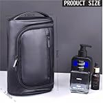 Mens Slim Toiletry Bag, Minimalist PU Leather Dopp Kit for Men, Compact Shaving Kit Organizer, Small Water-Resistant Travel Bag for Grooming Essentials Only,Black - Image 4