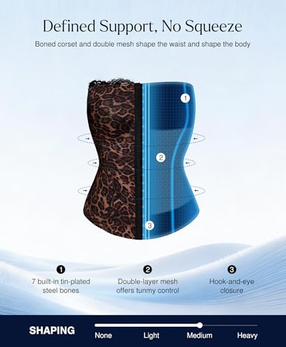 Image of Popilush Corset Tops for Women - Shapewear Lace Top Detachable Strap Bustier with Buckle Summer