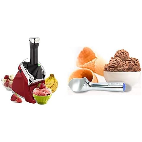 Yonanas 988RD Deluxe Frozen Dessert Maker with Zeroll 1012 Original Ice Cream Scoop with Unique Liquid Filled Heat Conductive Handle Set Cover