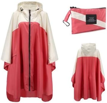 Waterproof Hooded Raincoat for Men and Women Outdoor Backpack Rain Coat Poncho Jacket Cloak Trench (Color : Pink white, Size : One Size)