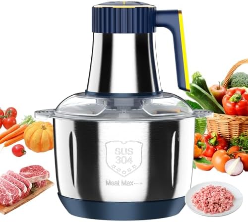 Hachoir ELectrique, 4L Mixeur Hachoir Multifonctions Inox, 5 Vite...