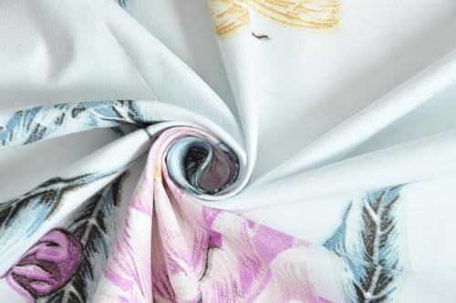 Image of NHD HOME Diwan Set for Living Room - 8 Pieces Glace Cotton Set (1 Single Bedsheet, 5 Cushion Covers, 2 Bolster Covers) White & Pink Flower Print
