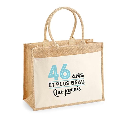 Sac cabas jute idée cadeau anniversaire 46 ans original pour collègue