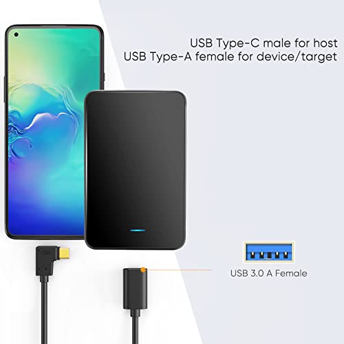 CableCreation Adapter typu C na USB 3.0, wtyczka USB C 90 stopni na gniazdo USB A OTG, adapter kablowy, kompatybilny z MacBook Pro, Samsung Note 8, Dell XPS 15 itd., 15 cm / czarny
