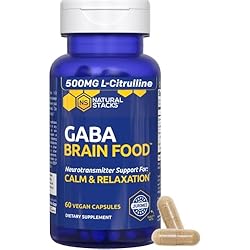 GABA Brain Food - GABA Supplement with L-Citrulline & Grape Seed Extract - Supports Calm & Relaxation - Nighttime Sleep Aid - Supports Production of Gamma Aminobutyric Acid - 60 L-Citrulline Capsules