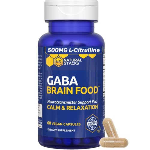 GABA Brain Food - GABA Supplement with L-Citrulline & Grape Seed Extract - Supports Calm & Relaxation - Nighttime Sleep Aid - Supports Production of Gamma Aminobutyric Acid - 60 L-Citrulline Capsules GABA Brain Food - GABA Supplement with L-Citrulline & Grape Seed Extract - Supports Calm & Relaxation - Nighttime Sleep Aid - Supports Production of Gamma Aminobutyric Acid - 60 L-Citrulline Capsules
