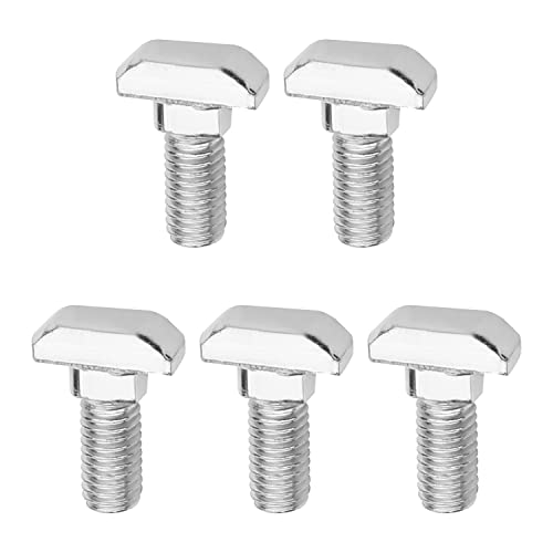 Mromax M8-1.25X20Mm T Slot Bolts Carbon Steel Drop-In Stud Sliding Screw Bolt Metric Hammer Head Bolt For European Standard 45 Series Aluminum Extrusions Silver 5Pcs #TOP24
