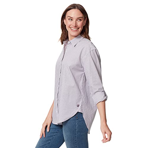 Gloria Vanderbilt Women's Amanda Versitile Button Down Shirt, Dusty Iris Stripe, X-Large #TOP1