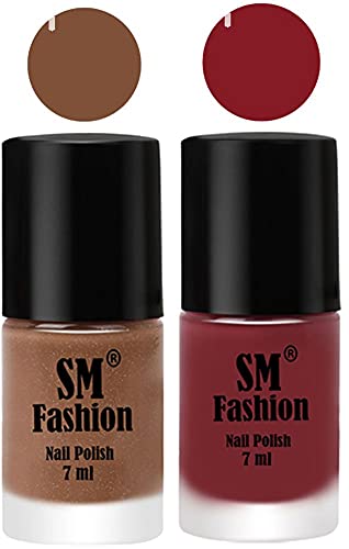 Image of Long Lasting Nail Polish | Nail Paint Combo 7 ml Each) - Set of 2 Tan-Plum