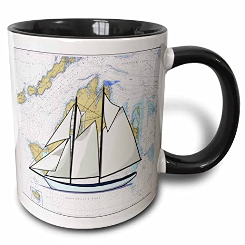 3dRose Nautical Map Of Marthas Vineyard 11oz Two-Tone Black Mug