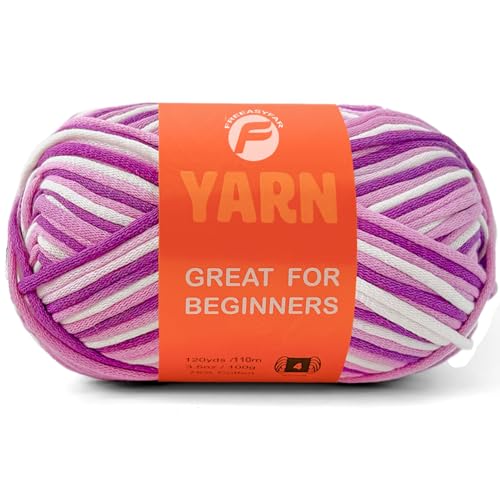 Image of 3.5Oz Beginner-Friendly Yarn for Crocheting and Knitting;Worsted-Weight Medium #4;Cotton Blend Yarn for Beginners with Easy-to-See Sitches,Great for Amigurumi DIY (Lavender,1 Skein)