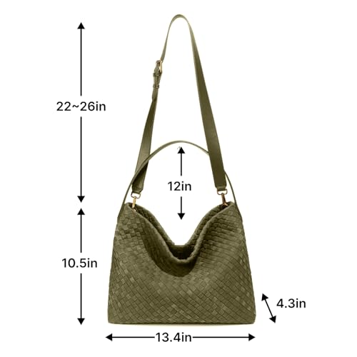Image of Suede Woven Tote Bag for Women, Hobo Shoulder Bag for Work Travel