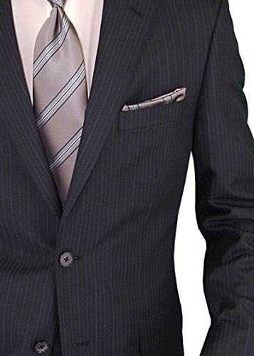 Salvatore Exte Men's Two Button 2 Piece Suit Jacket Flat Front Pants Striped4