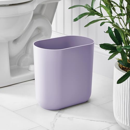 iDesign Small Slim Plastic Bathroom Trash Can, Garbage Can for Bedroom, Office, Desk, Dorm, Purple by iDesign - Image 3