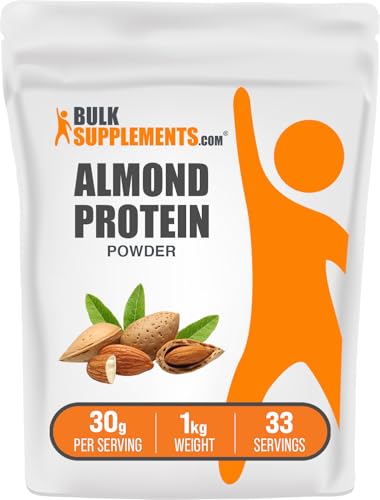 BulkSupplements.com Almond Protein Powder - Plant Based Protein Almond Powder - Vegan Gluten Free & No Sugar 30g per Serving 1kg (2.2 lbs) (Pack of 1)