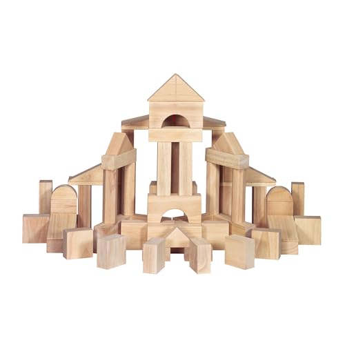 Melissa & Doug Standard Unit Solid-Wood Building Blocks With Wooden Storage Tray (60 pcs)