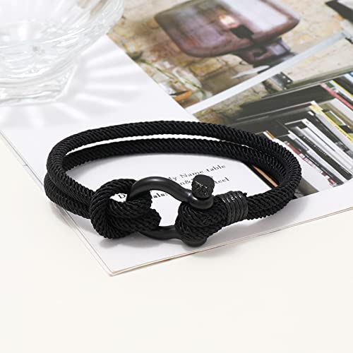 Liny Horseshoe Buckle Bracelets For Women Men Relationship Braided Nautical Bracelet Gift For Son Daughter Grandson Granddaughter Boyfriend Niece Girlfriend(Daughter Bracelet Black) #TOP4