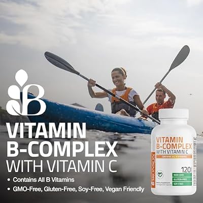 Bronson Vitamin B Complex with Vitamin C - Immune Health, Energy Support & Nervous System Support - Non-GMO, 120 Vegetarian Capsules