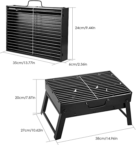 Uten Portable Charcoal Grill, Stainless Steel Folding Grill Table Top Outdoor Smoker Bbq For Camping, Beach Barbecue, Smoker Grill For Camping Picnics Garden Beach Party (Small 13.7''X9.4''X 2.3'') #TOP3