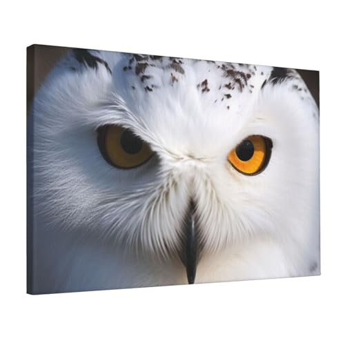 Toile murale moderne yeux de hibou enneigé salon chambre 30x45cm