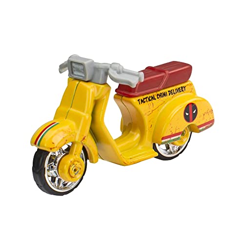 Hot Wheels Modelo DieCast Moto Deadpool Scooter amarillo Marvel - escala 1/64 longitud 6 cm Premium HCP20