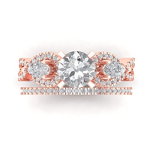 1.89 ct Round Cut Clear Simulated Diamond 14k Rose Gold