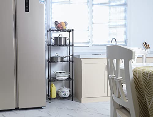 Yohkoh 5-Wire Shelving Metal Storage Rack Adjustable Shelves For Laundry Bathroom Kitchen Pantry Closet (16.6L X 11.8W X 48H,Matte Black) #TOP5