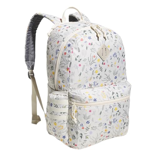 adidas Mochila clássica de 3 listras para homens e mulheres, bolsa com capa para laptop, Meadow Floral Wonder Branco/Maravilha Branco/5.0, One Size, Mochila clássica de 3 listras para homens e