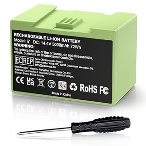 5000mAh (72Wh) 14, 4V i7 Ersatzakku für iRobot Roomba i7 i7+ i3 i3+ i4 i4+ e5 e6, Hochkapazität Lithium-Ionen Akku kompatibel mit 7150 7550 3150 3550 5150 i7158 i7550 i755020