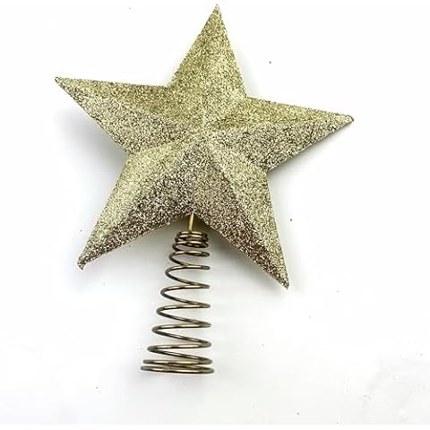 Heyiwell Small Glitter Christmas Star Tree Topper for Xmas Christmas Party Decorations 5" x 6"Inch,Gold Cover