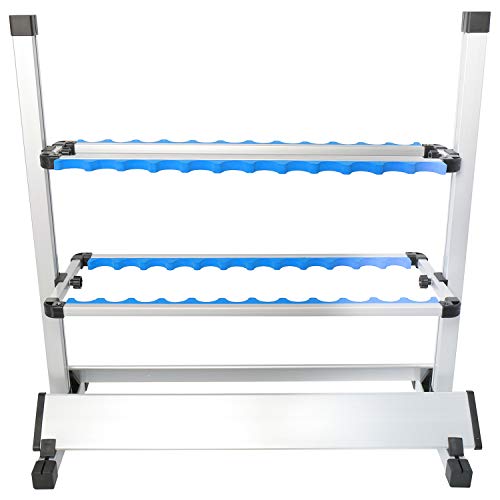 Novelbee Aluminum Alloy 24 Fishing Rod Rack Fishing Rod Pole Holder Stand Storage Tool For All Types Of Fishing Rods (Blue) #TOP2