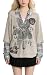 Y2K Oversized Long Sleeve T Shirt Women V Neck Vintage Graphic Layered Look Plaid Sleeve Loose Streetwear Top (Khaki,Medium)
