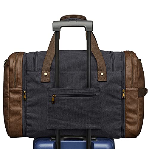 S-ZONE 65L Canvas Duffle Bag Travel Overnight Carry on Weekender Duffel with Shoes Compartment for Men Women