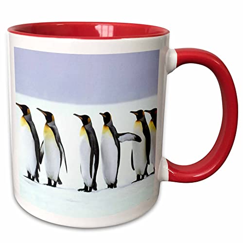 3dRose Penquins Follow The Leader 15oz Two-Tone Red Mug