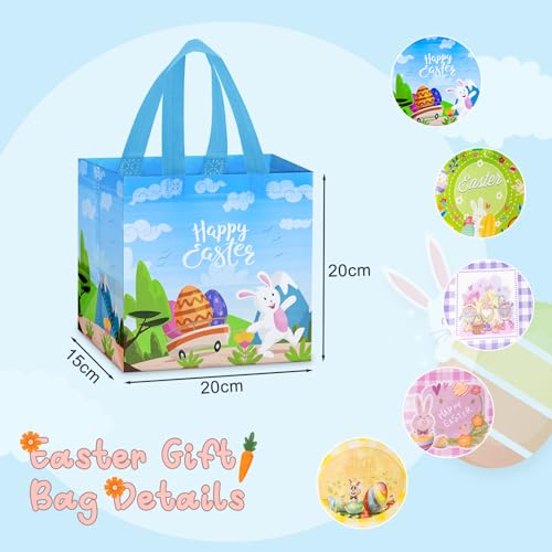 Ostertüten Tragetaschen, Dalugo 5 Stück Wiederverwendbare Ostern Taschen zum Befüllen, Non-Woven Geschenktüten Ostereiersuche Taschen für Geschenkverpackung Eiersuche Kinder Ostern Partyzubehör