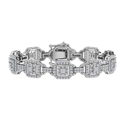 2 Carat Round and Princess Cut Diamond Link Bracelet in 925 Sterling Silver (7 Inch)