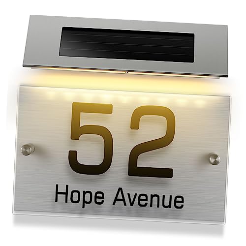 Toddmomy Lampe Solaire pour Numéro de Maison LED Double Couleur Panneau Adresse Extérieur Étanche avec Panneau Acrylique DIY Éclairage Solaire pour Maison et Jardin
