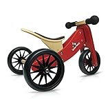 Kinderfeets TinyTot Wooden Balance Bike and Tricycle in 1! ages 12-24 months. RED