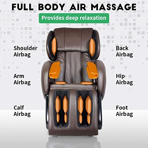 Massage Chair,Zero Gravity Full Body Electric Shiatsu Massage Chair Recliner With Built-In Heat Therapy Foot Roller Air Massage System Stretch Vibrating Wireless Bluetooth Speaker (Brown) #TOP1