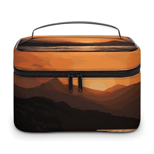 Foldable Travel Luggage Bag for Men And Women, Dry And Wet Separation Portable Travel Luggage Bag, Mountain And Water at Sunset Printed Waterproof Sports Luggage Bag, Fitness Bag