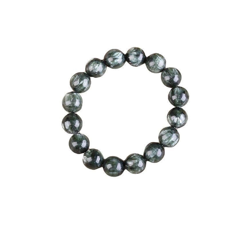 Pulsera de cristal de dragón verde natural, turquesa con un solo anillo, pulsera de cuentas redondas, temperamento de moda para parejas