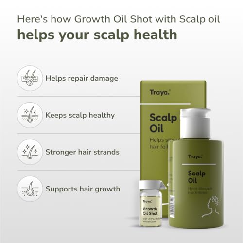 Image of Traya Scalp Oil with Growth Oil Shots for Hair Growth | Contains Coconut, Bhringraj for Hair, ORPL, Wheat Germ and Camphor (87ml)