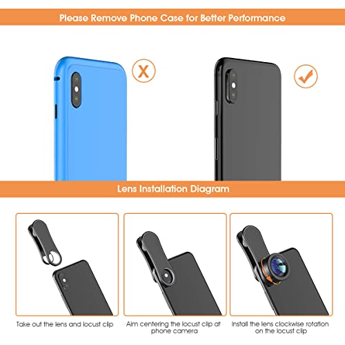 AFAITH Phone Camera Lens 3 in 1 Cell Phone Lens Kit, 20x Macro Lens,198° Fisheye Lens,120° Wide Angle Lens for iPhone Samsung Android - Image 7