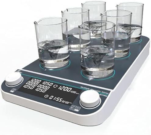 Magnetic Stirrer Lab Equipment - LCD Display, 50-1500 RPM, Synchronizable & Asynchronous Running, Timing Control, Multi-Place Stirring for Chemistry Experiments, MMS9
