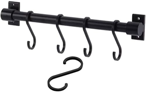 Kichvoe Perchas de metal, 1 juego de utensilios de cocina, estante para ollas, barra de cacerola, colgador de pared de cocina, colgador de cucharas,