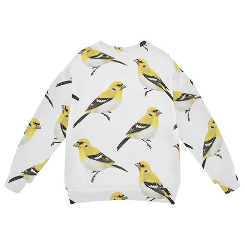 JUNZAN Aesthetic American Goldfinch Birds White Big Boys Sweatshirts Hoodies Crewneck Hoodies for Girls Athletic 4T2